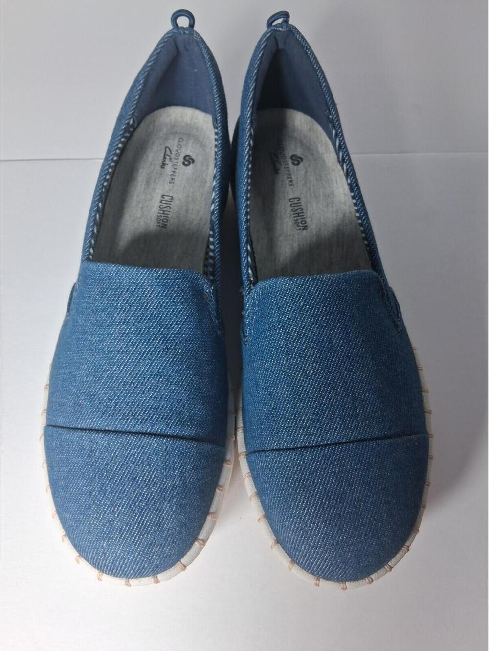 Clark Women's Cloudsteppers Blue Denim Cushionsoft Shoes, Size 5M
